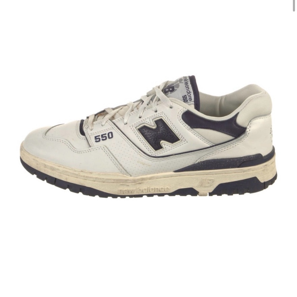 New Balance 550 Men's White with Navy Accent Sneakers